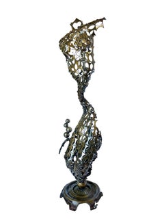 Brutalist Welded Metal Abstract Mermaid Sculpture