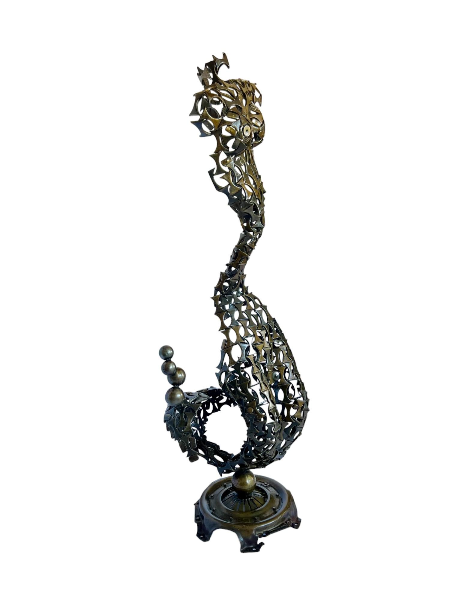 American Brutalist Welded Metal Abstract Mermaid Sculpture For Sale