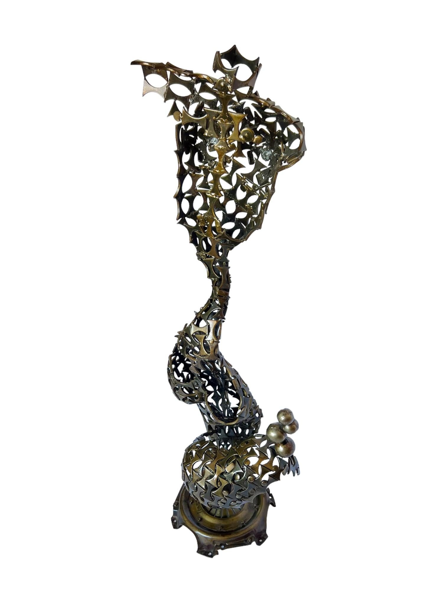 Brutalist Welded Metal Abstract Mermaid Sculpture In Good Condition For Sale In Harlingen, TX