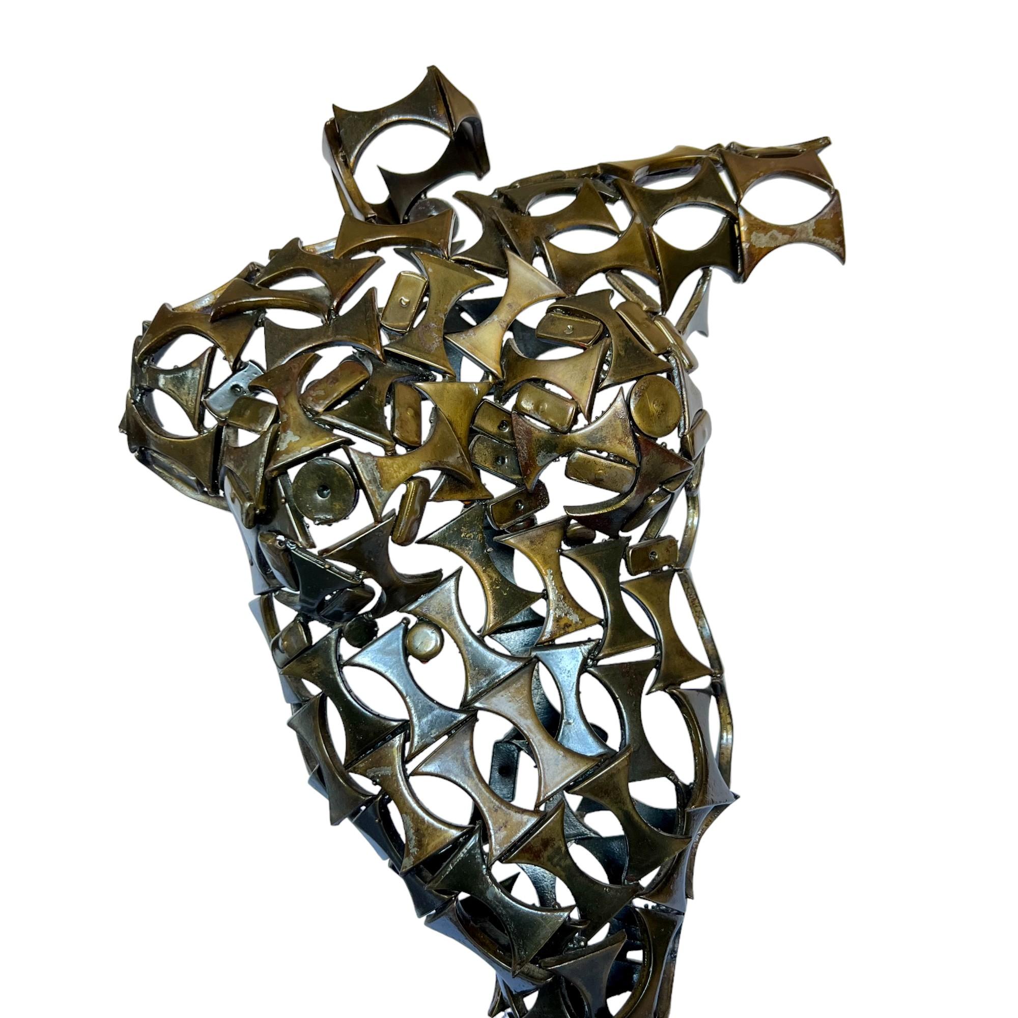 Contemporary Brutalist Welded Metal Abstract Mermaid Sculpture For Sale