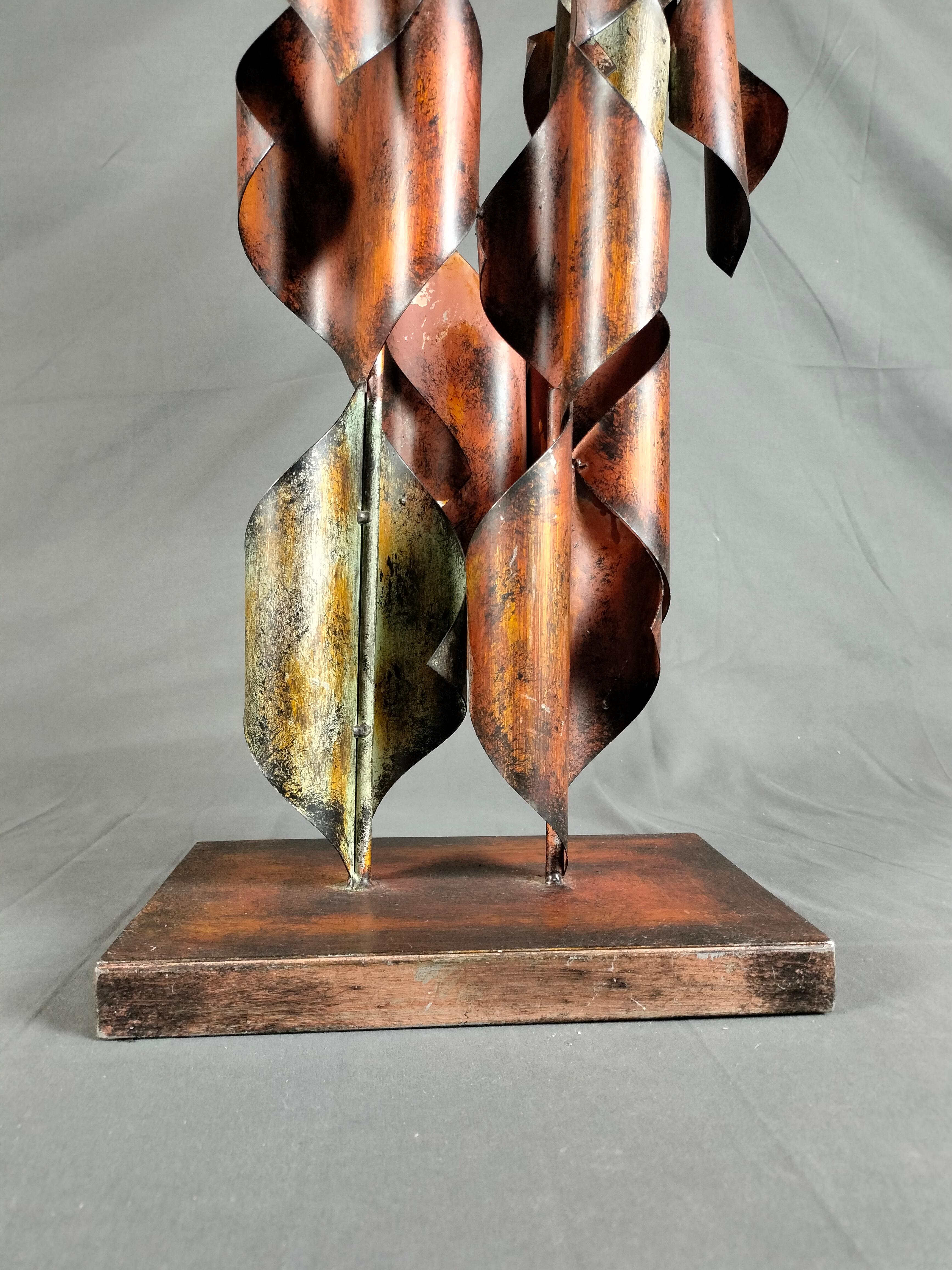 American Brutalist Welded Steel Abstract Sculpture In The Style Of Curtis Jeré For Sale