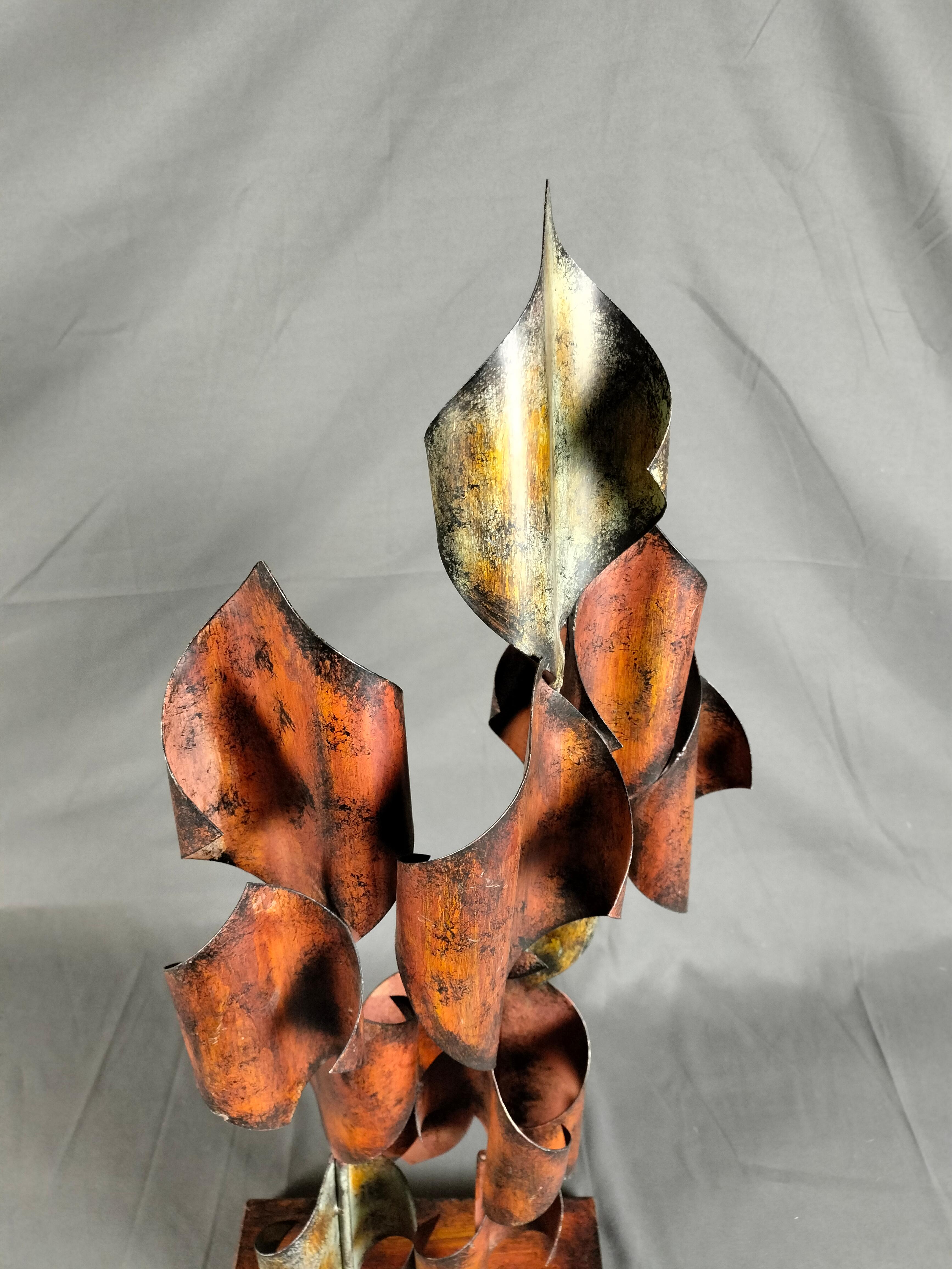 Patinated Brutalist Welded Steel Abstract Sculpture In The Style Of Curtis Jeré For Sale