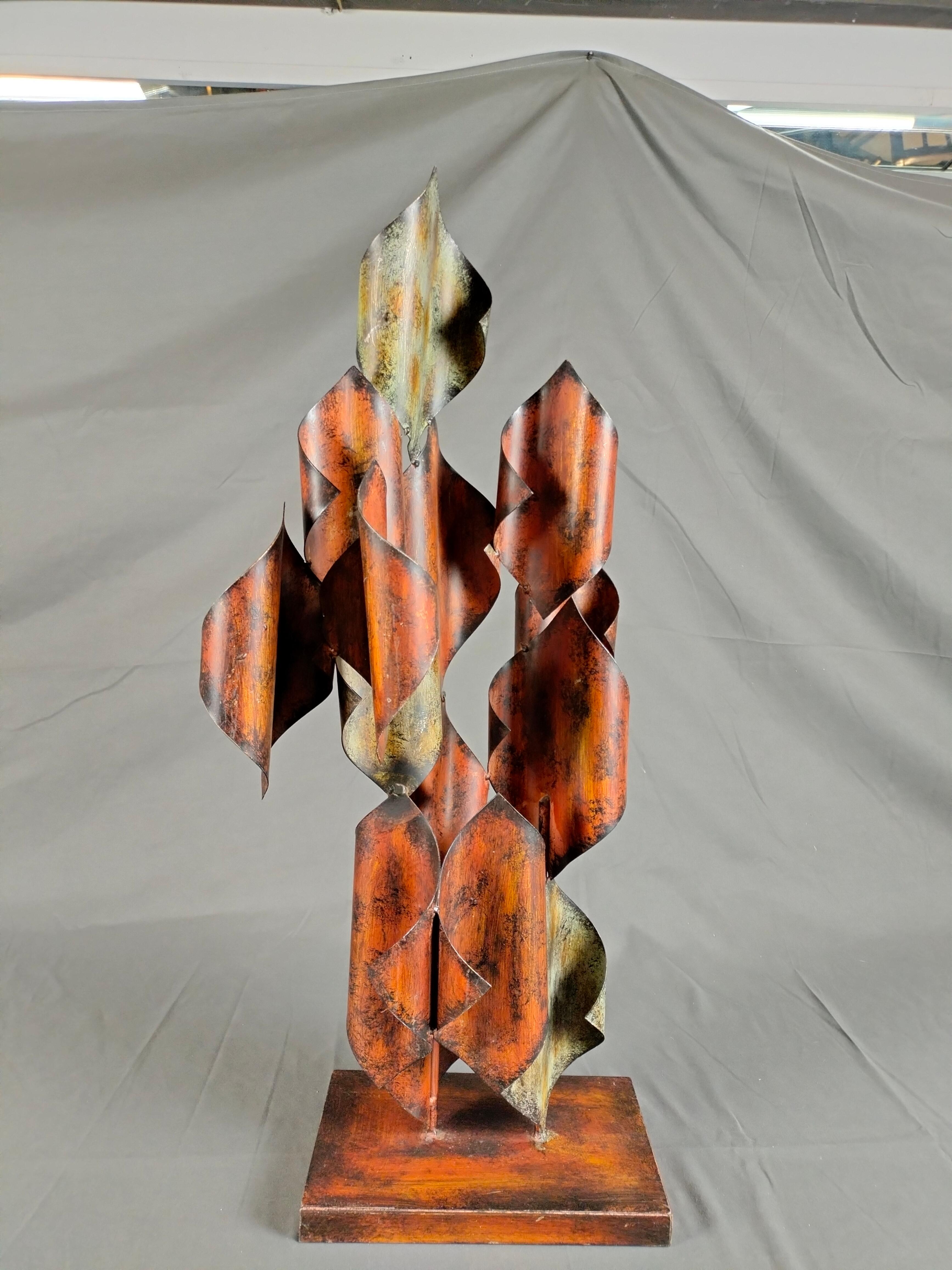 Late 20th Century Brutalist Welded Steel Abstract Sculpture In The Style Of Curtis Jeré For Sale