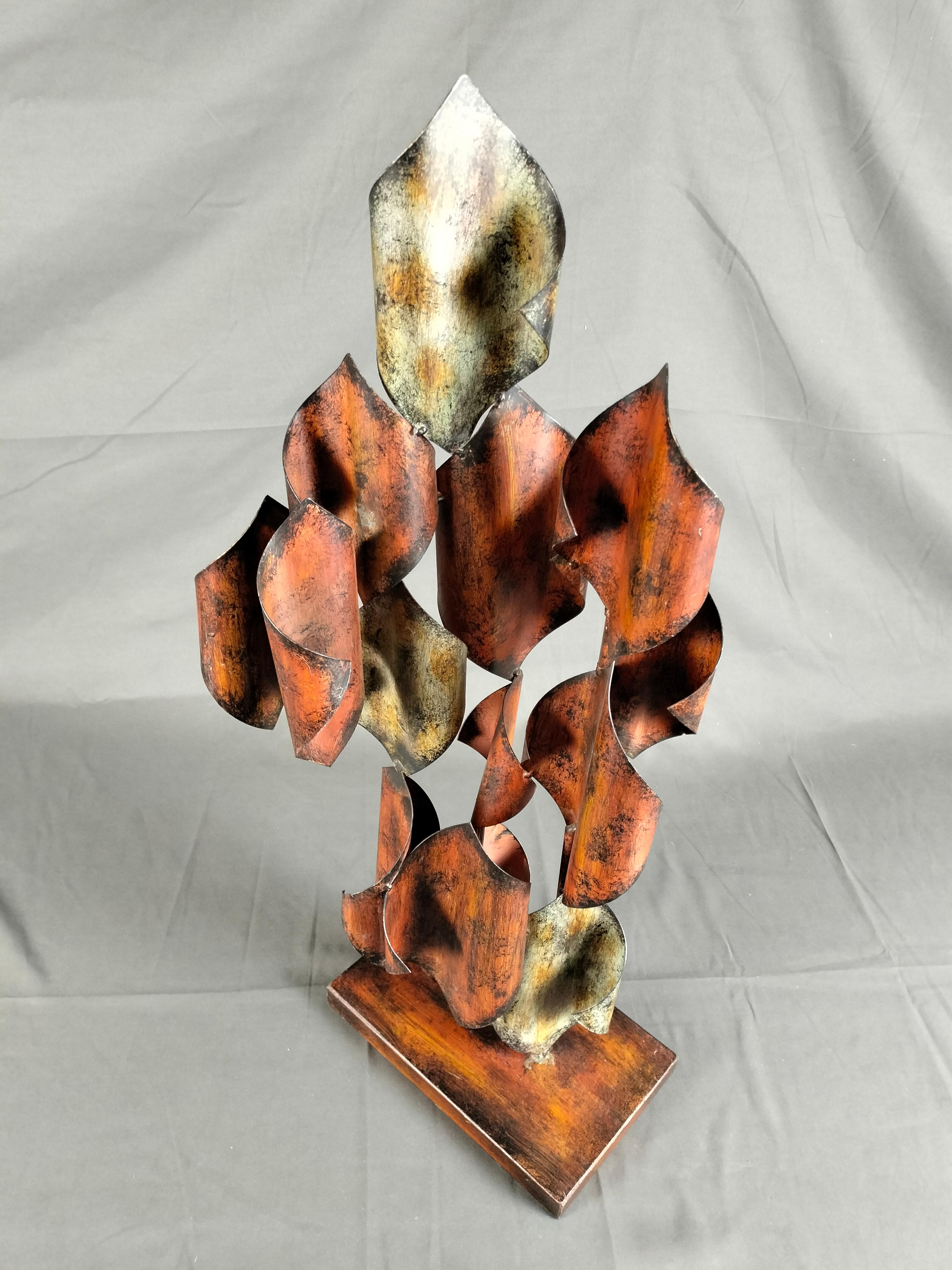 Brutalist Welded Steel Abstract Sculpture In The Style Of Curtis Jeré For Sale 3