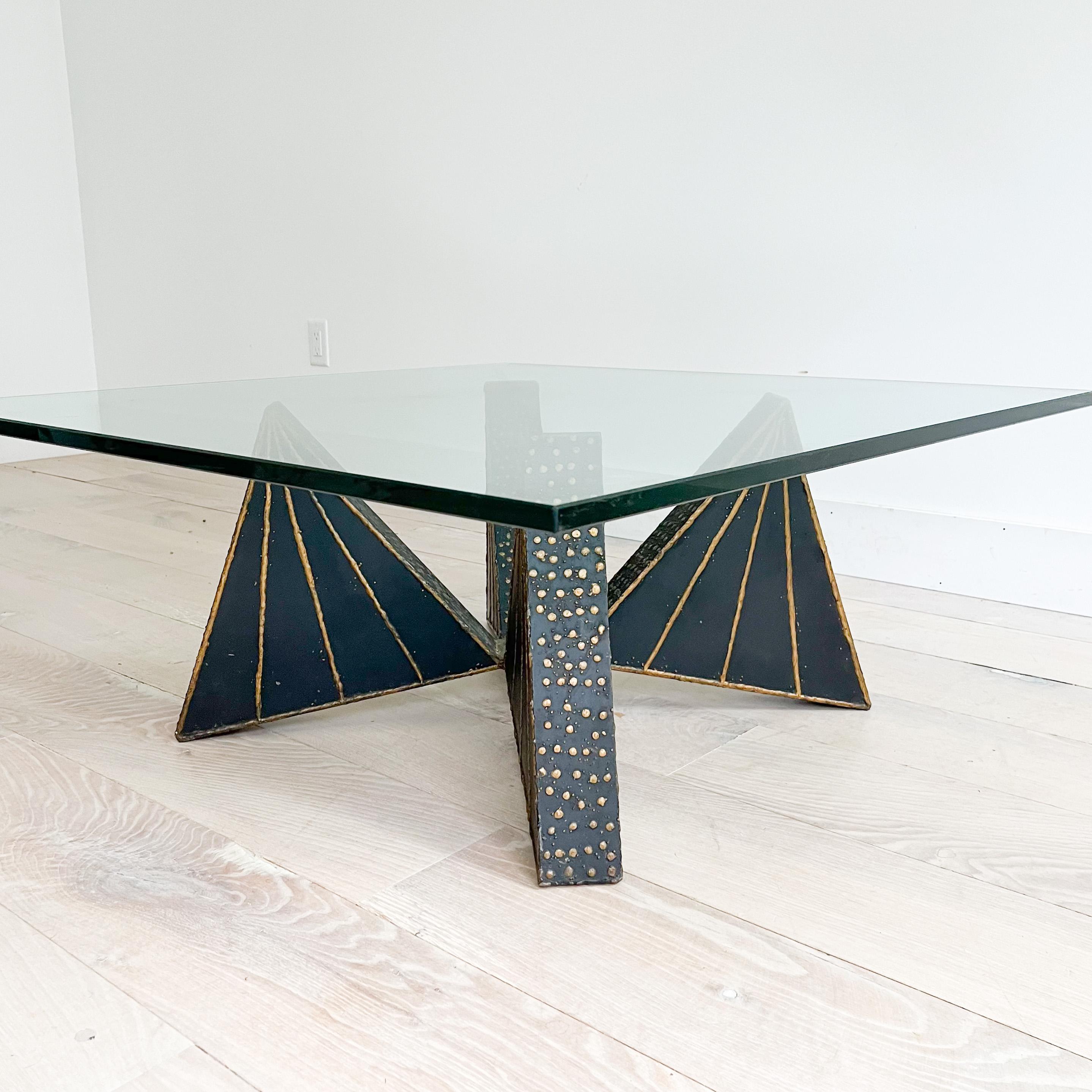 Brutalist Welded Steel Coffee Table by Paul Evans for Directional For Sale 1