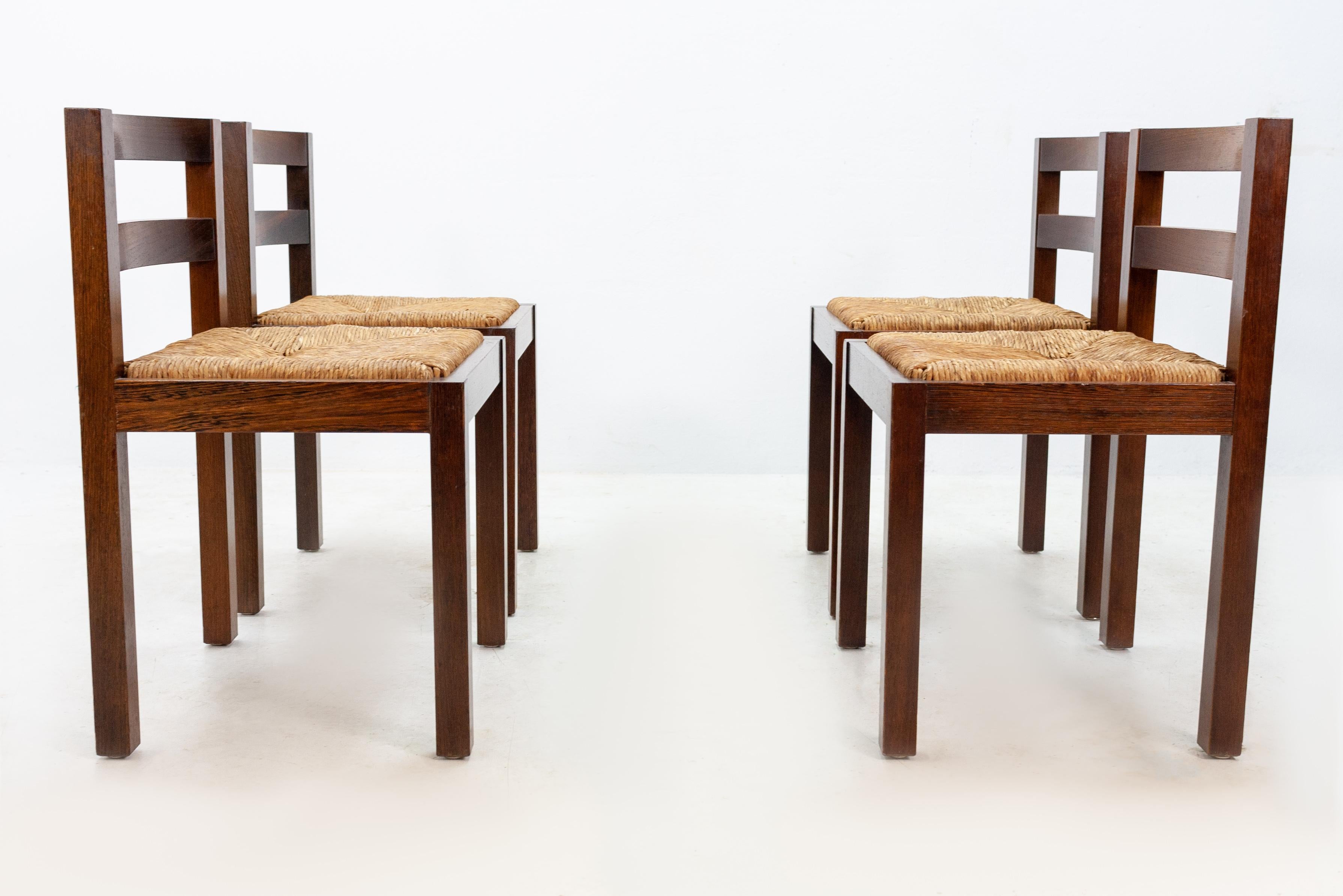 Brutalist Wenge Chairs, 1970s  3