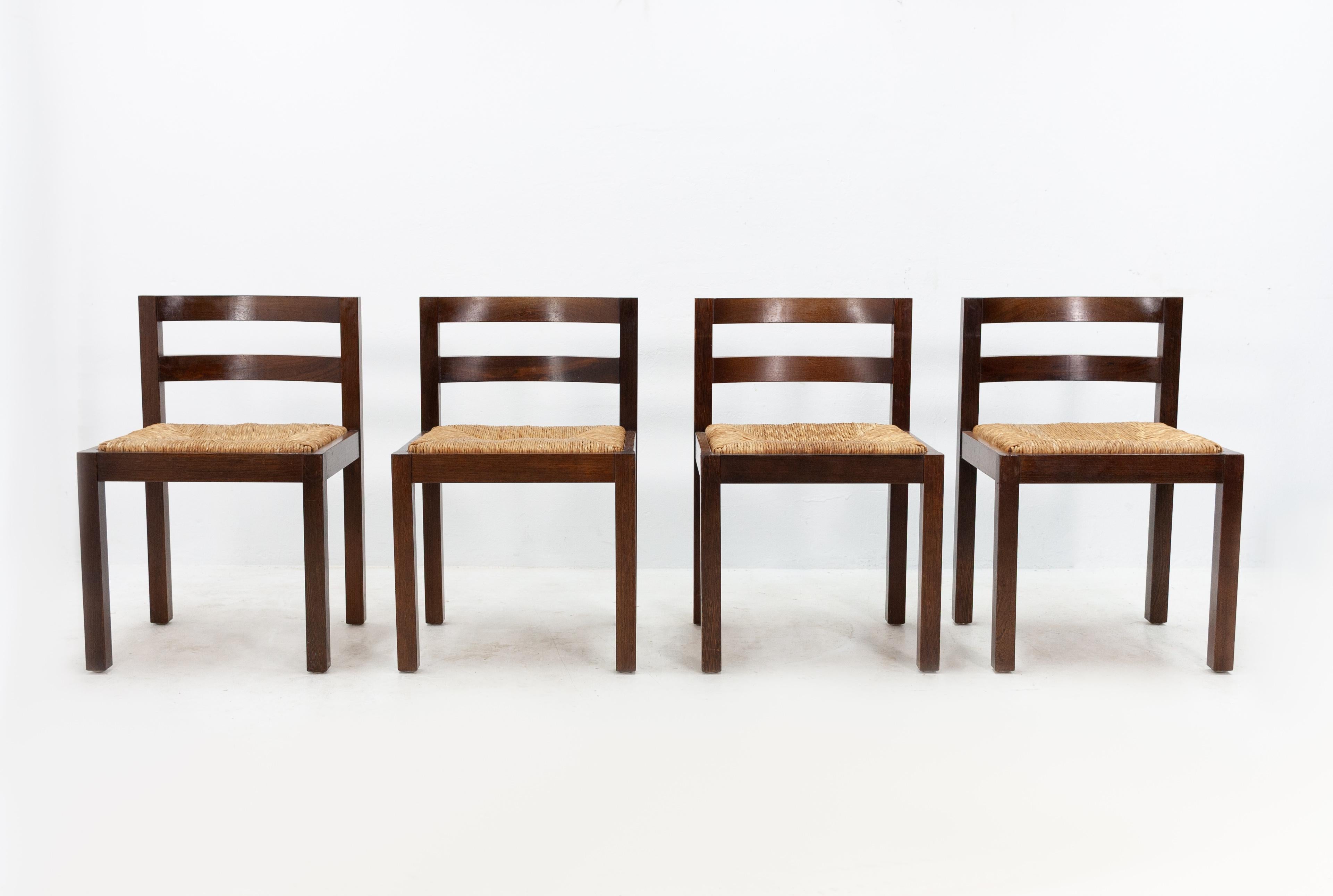 Late 20th Century Brutalist Wenge Chairs, 1970s 