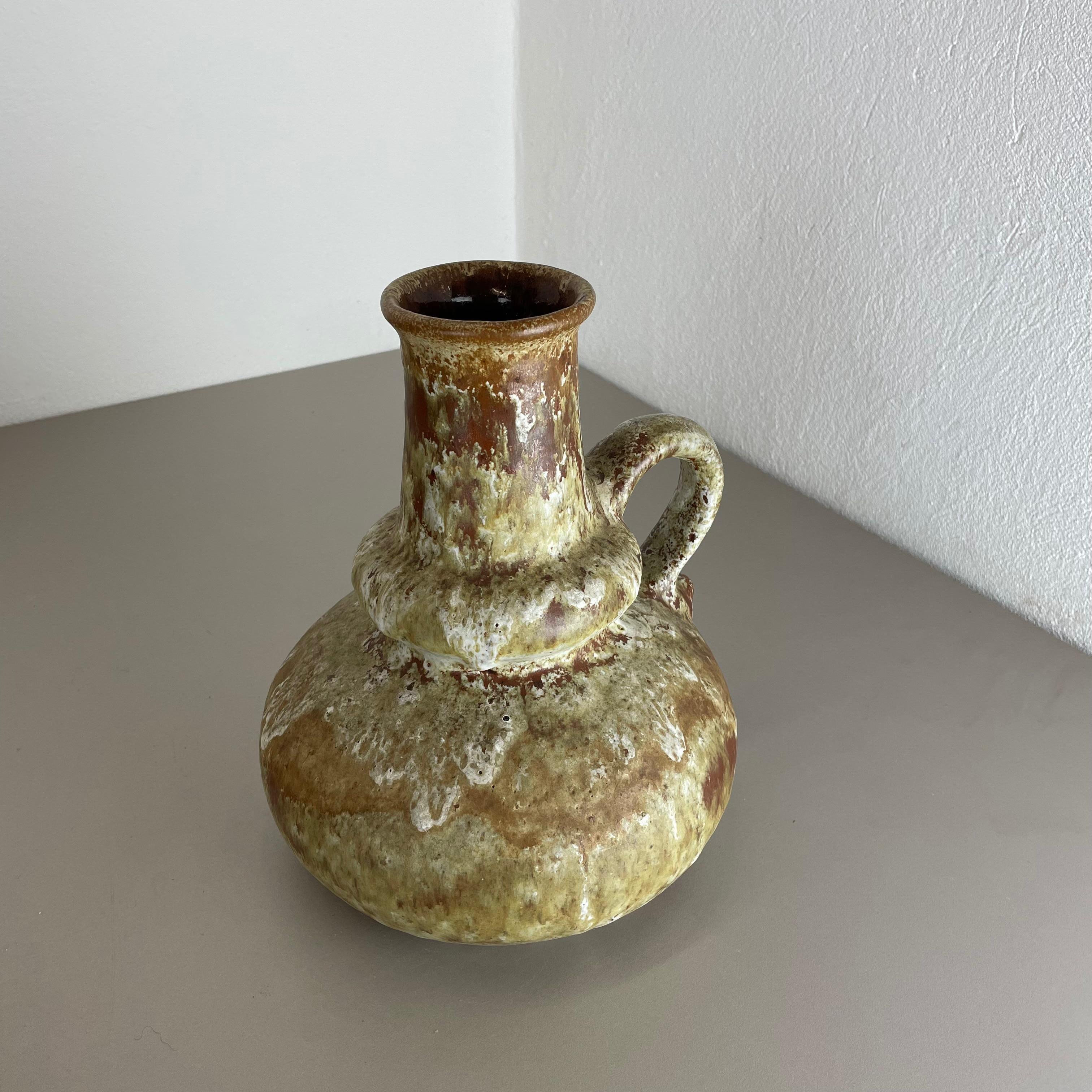 Mid-Century Modern Brutalist WGP Pottery Fat Lava Multi-Color Vase Object by Ruscha, Germany, 1970s For Sale