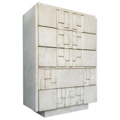 Used Brutalist White Finish Tall Cabinet or Chest by Lane