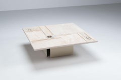 Mesa de centro cuadrada blanca Brutalista Obra de arte Países Bajos 1970
