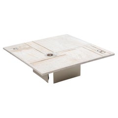 Mesa de centro cuadrada blanca Brutalista Obra de arte Países Bajos 1970