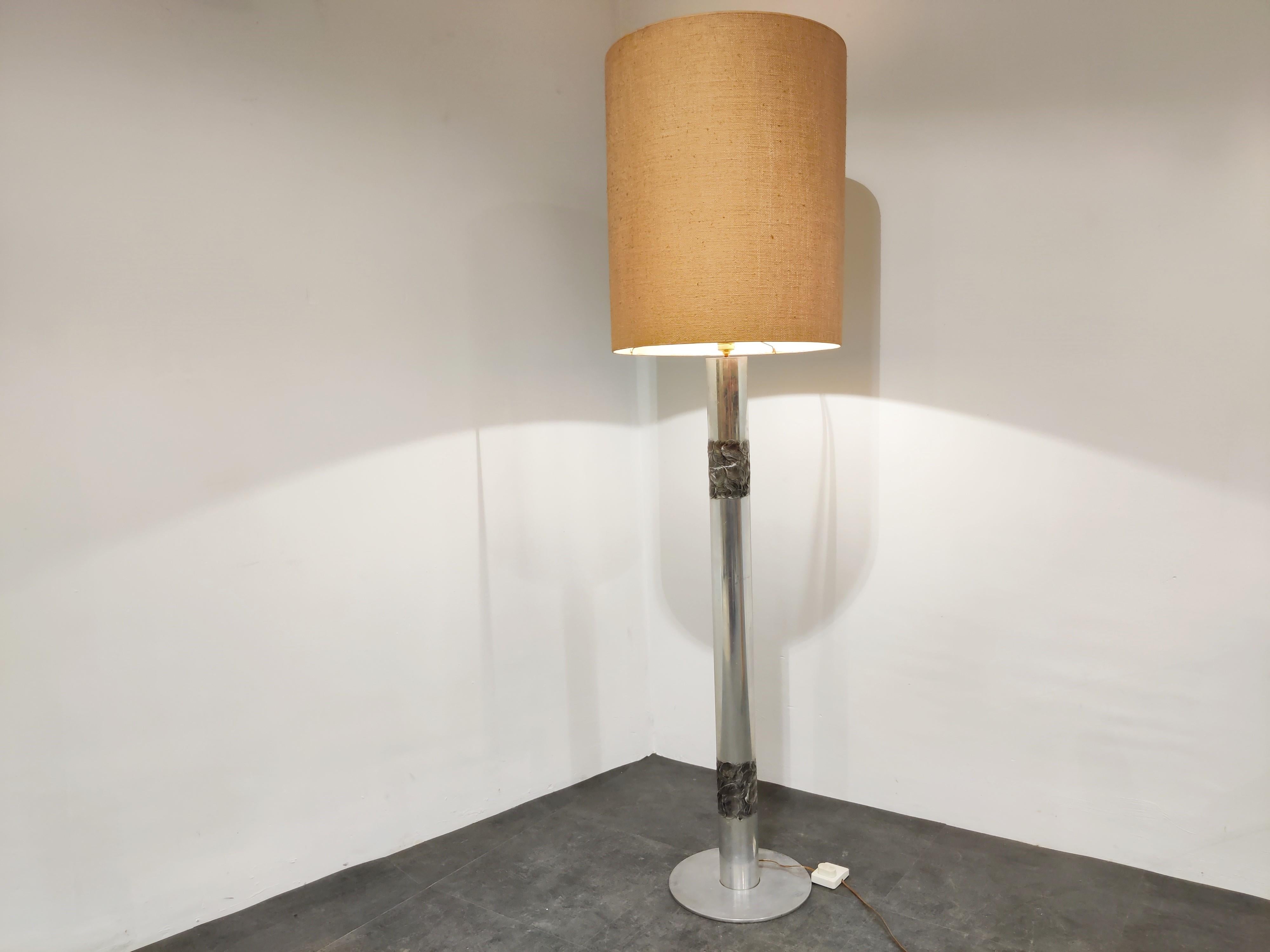 Very rare Brutalist floor lamp made from cast aluminum.

This lamp was made by Belgian goldsmith Willy Luyckx for a Belgian company called Aluclair.

Willy Luyckx was a goldsmith who worked for goldsmith Camille Colruyt before starting his own