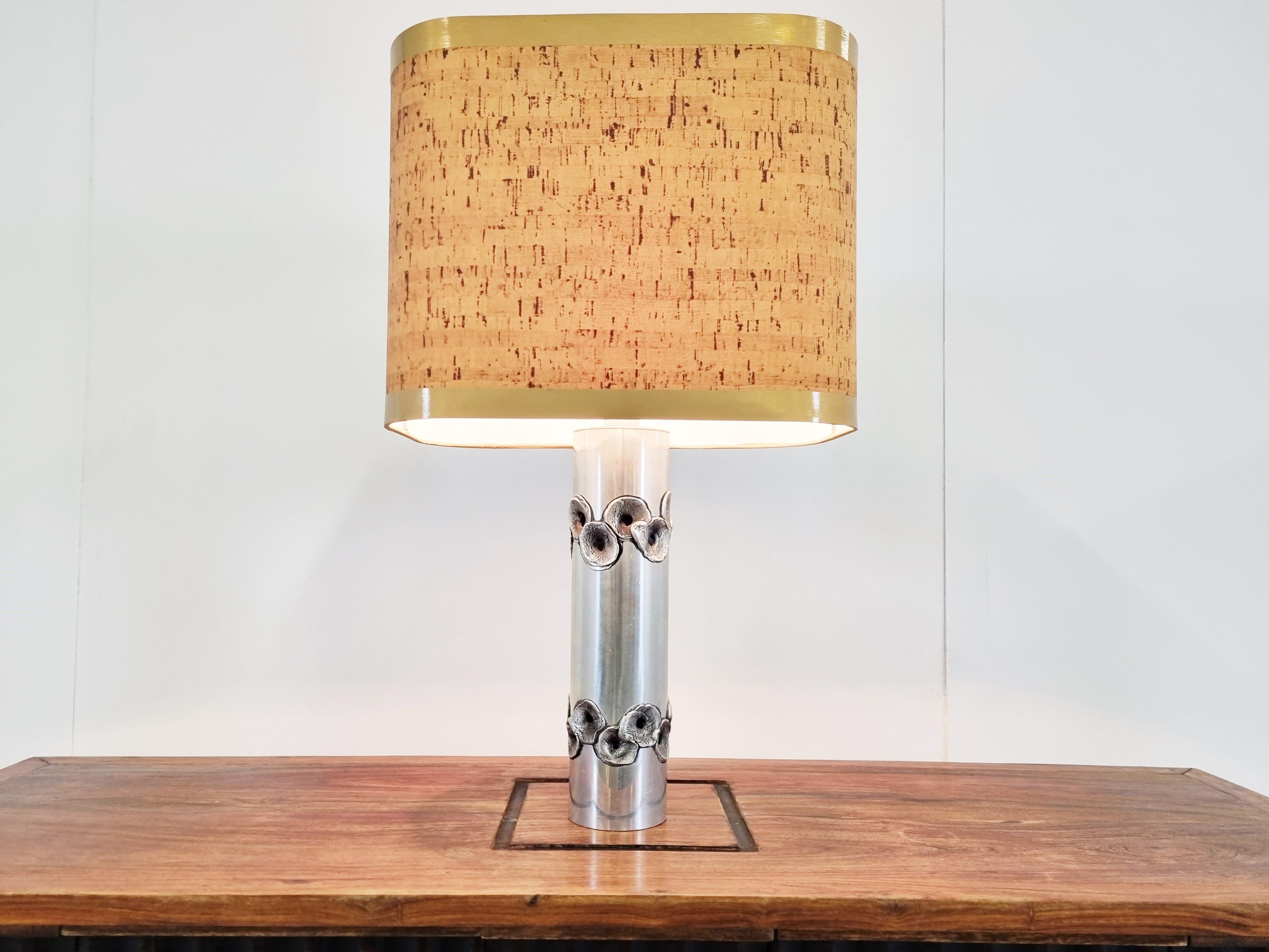 Aluminum Brutalist Willy Luyckx Table Lamp, 1970s