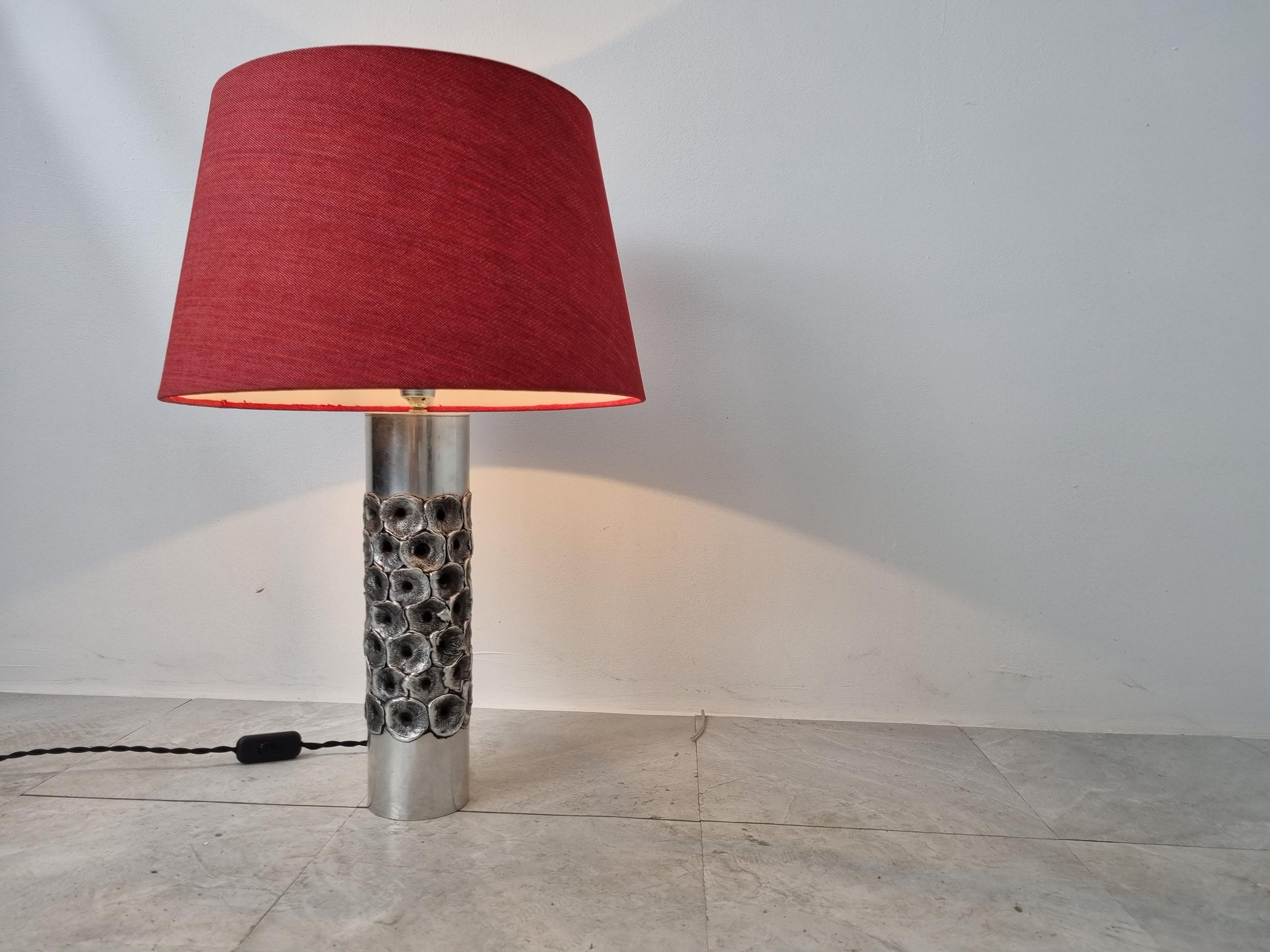 Aluminum Brutalist Willy Luyckx Table Lamp, 1970s