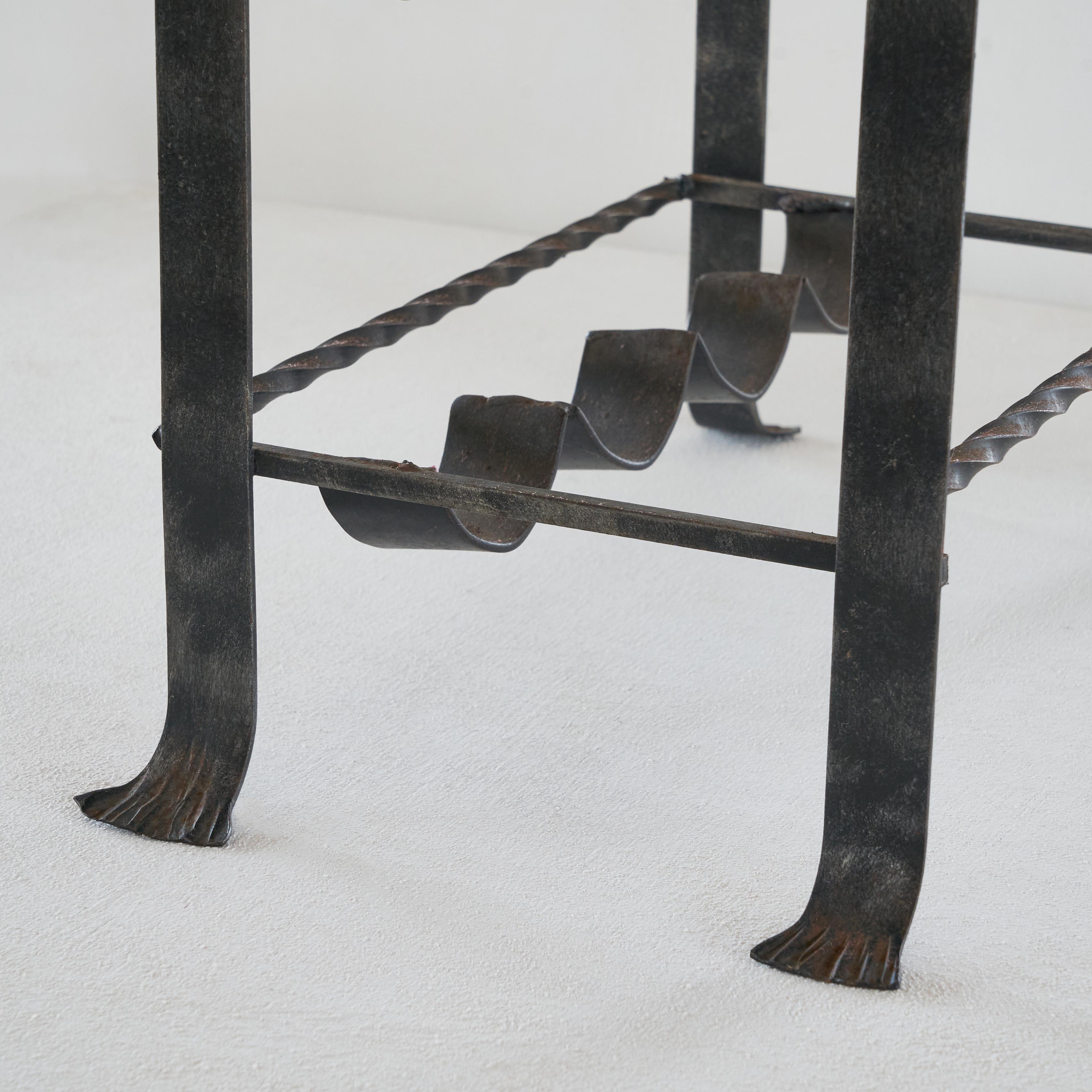 Unknown Brutalist Wine Rack in Wrought Iron and Wood, 1960s
