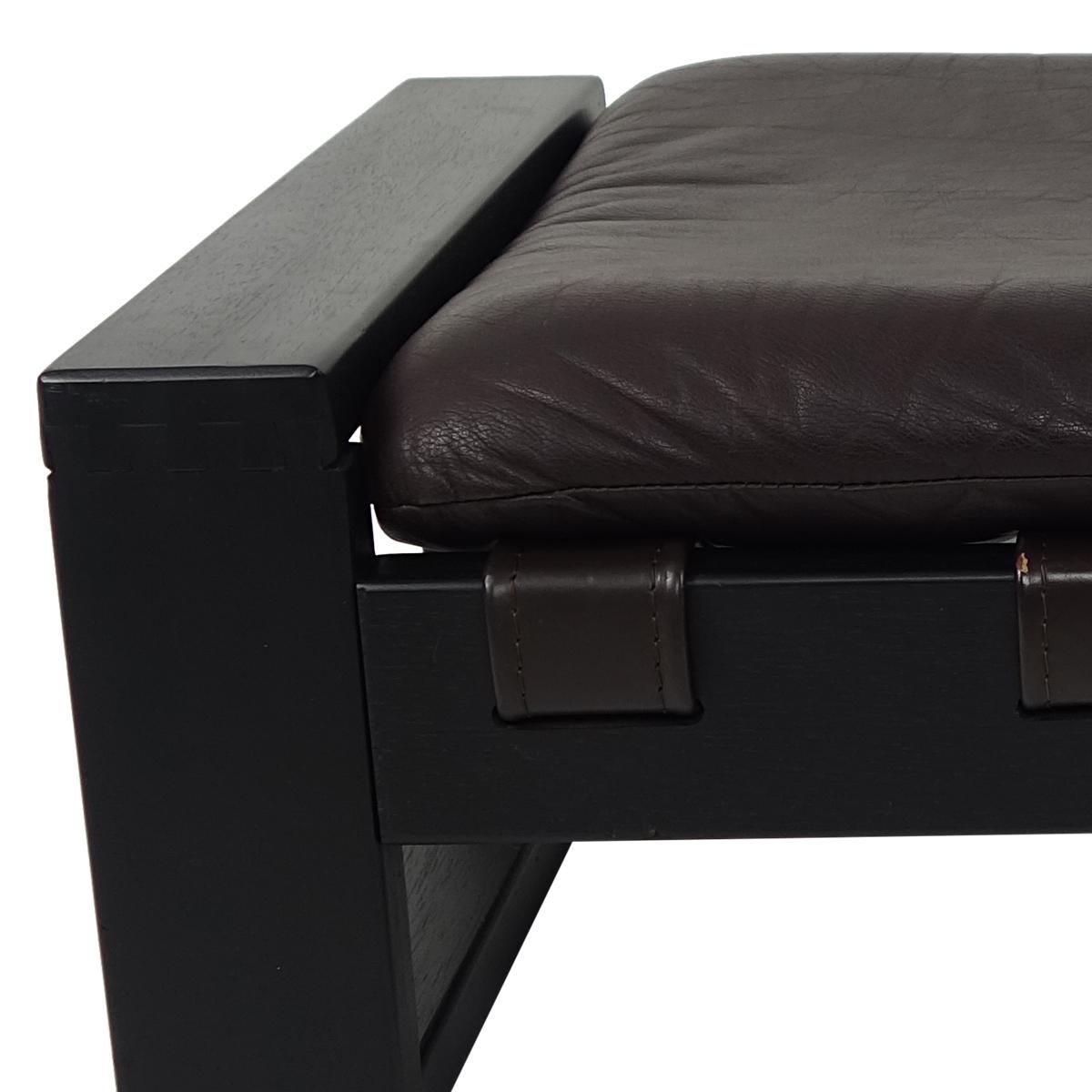 Brutalist Wood and Leather Easy Chair with Ottoman by Atelier Sonja Wasseur For Sale 9