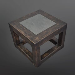 Brutalist wood and natural stone coffee table, China 1960s