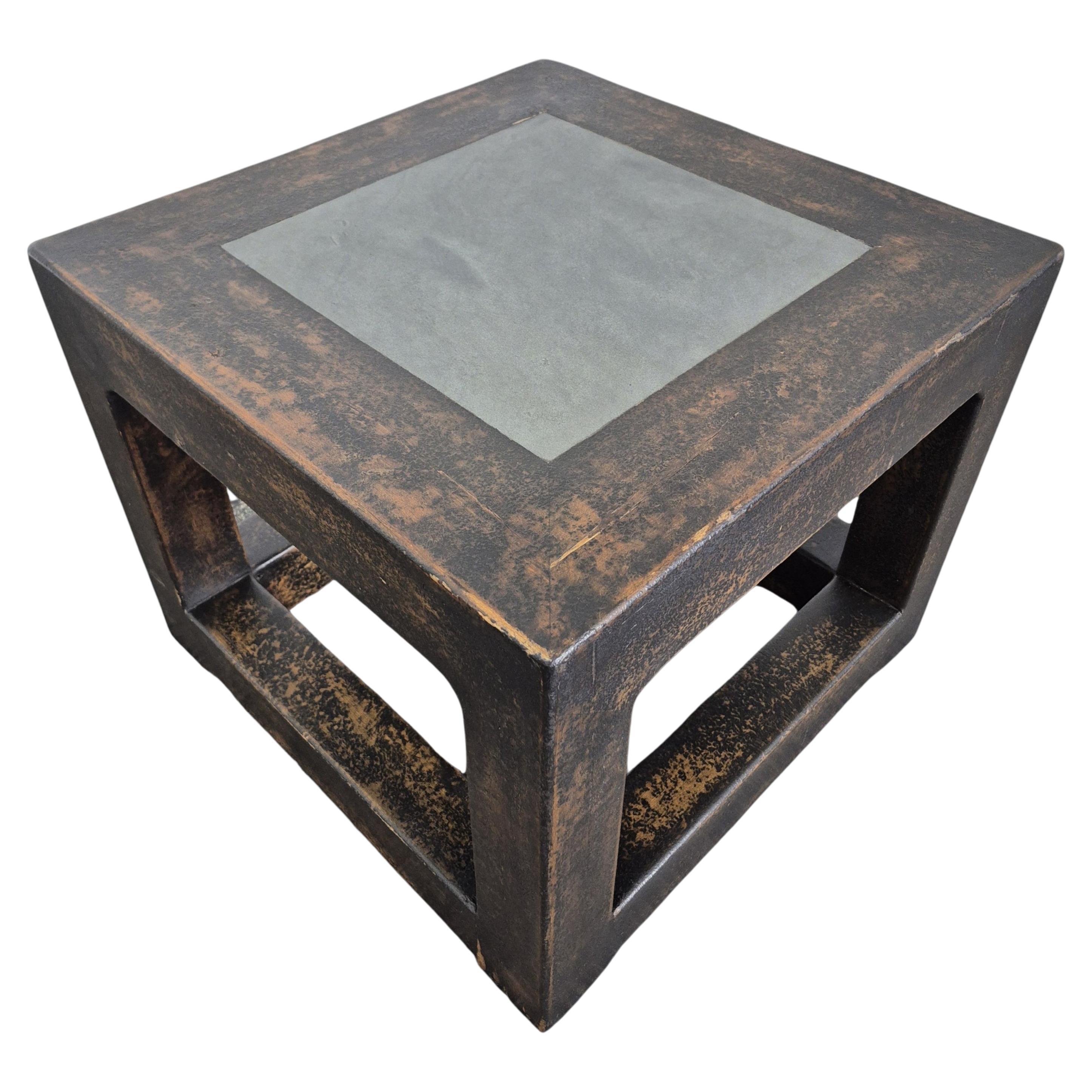 Couchtisch aus Holz und Naturstein im Stil des Brutalismus, China 1960er Jahre im Angebot