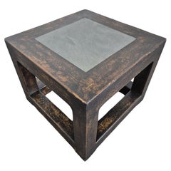 Brutalist wood and natural stone coffee table, China 1960s