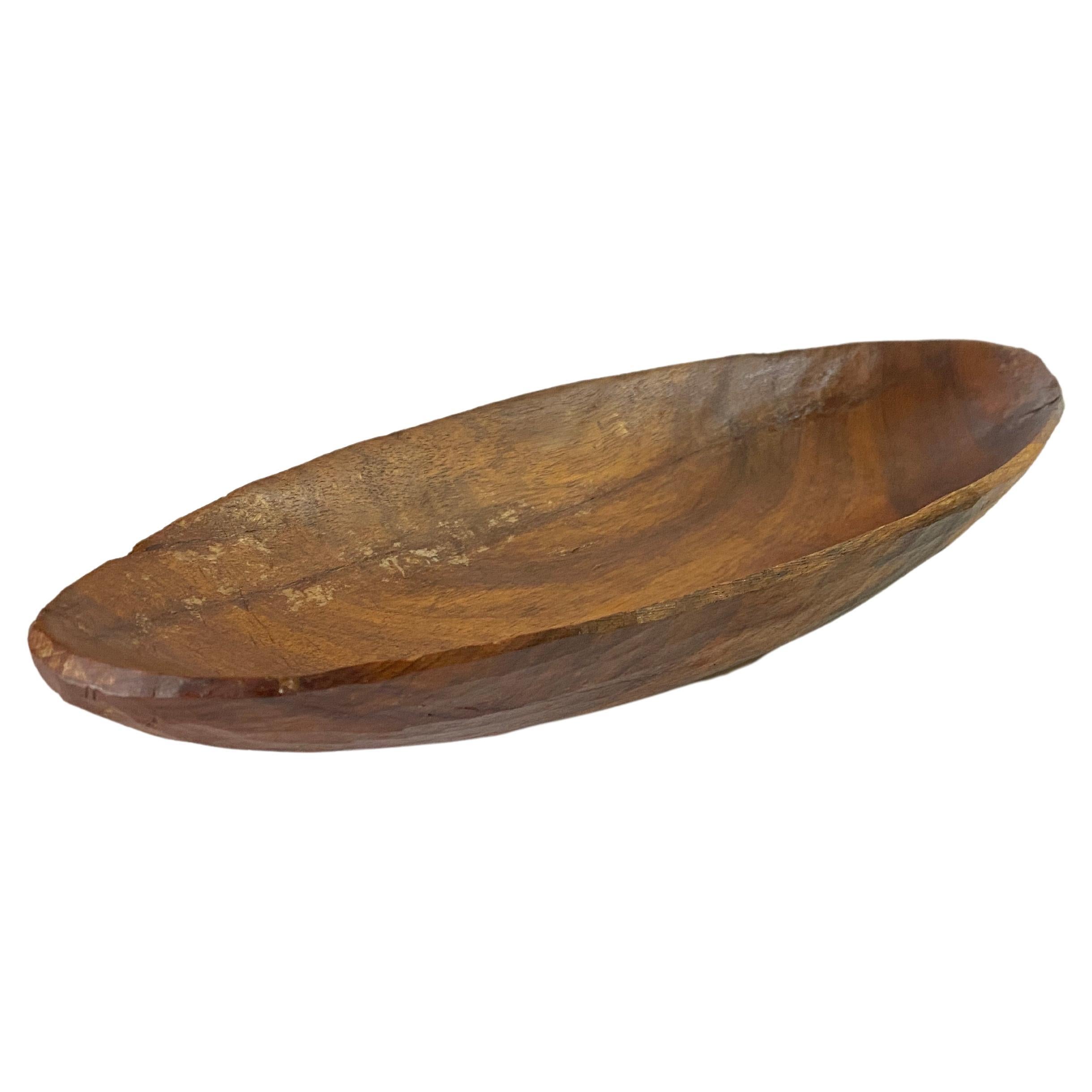Brutalist Wood Bowl, Large, in a Brown Patina, France, circa 1960 For Sale