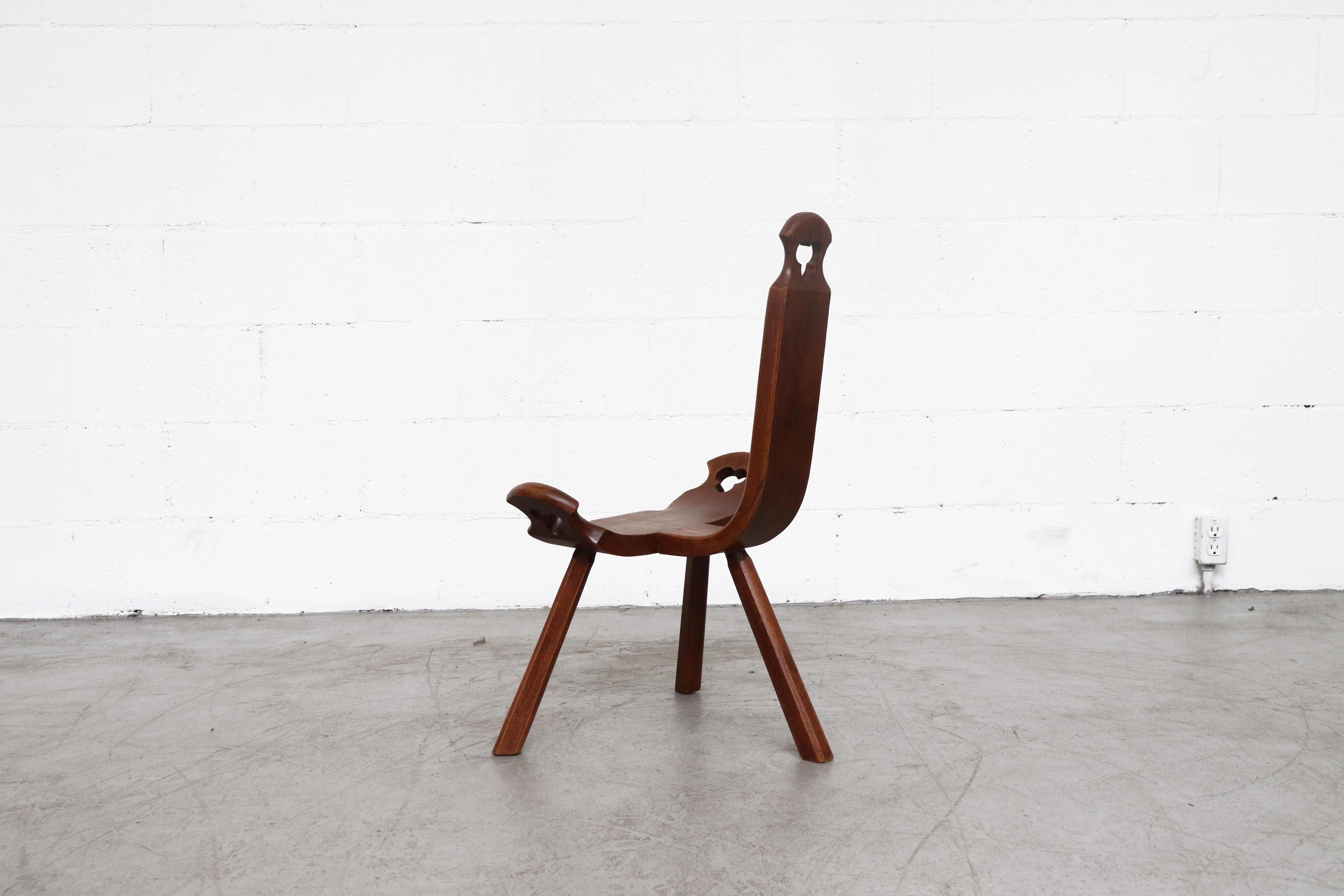 Mid-Century Modern Brutalist Wood Lounge Chair