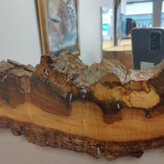 brutalist wood mirror, 1970's