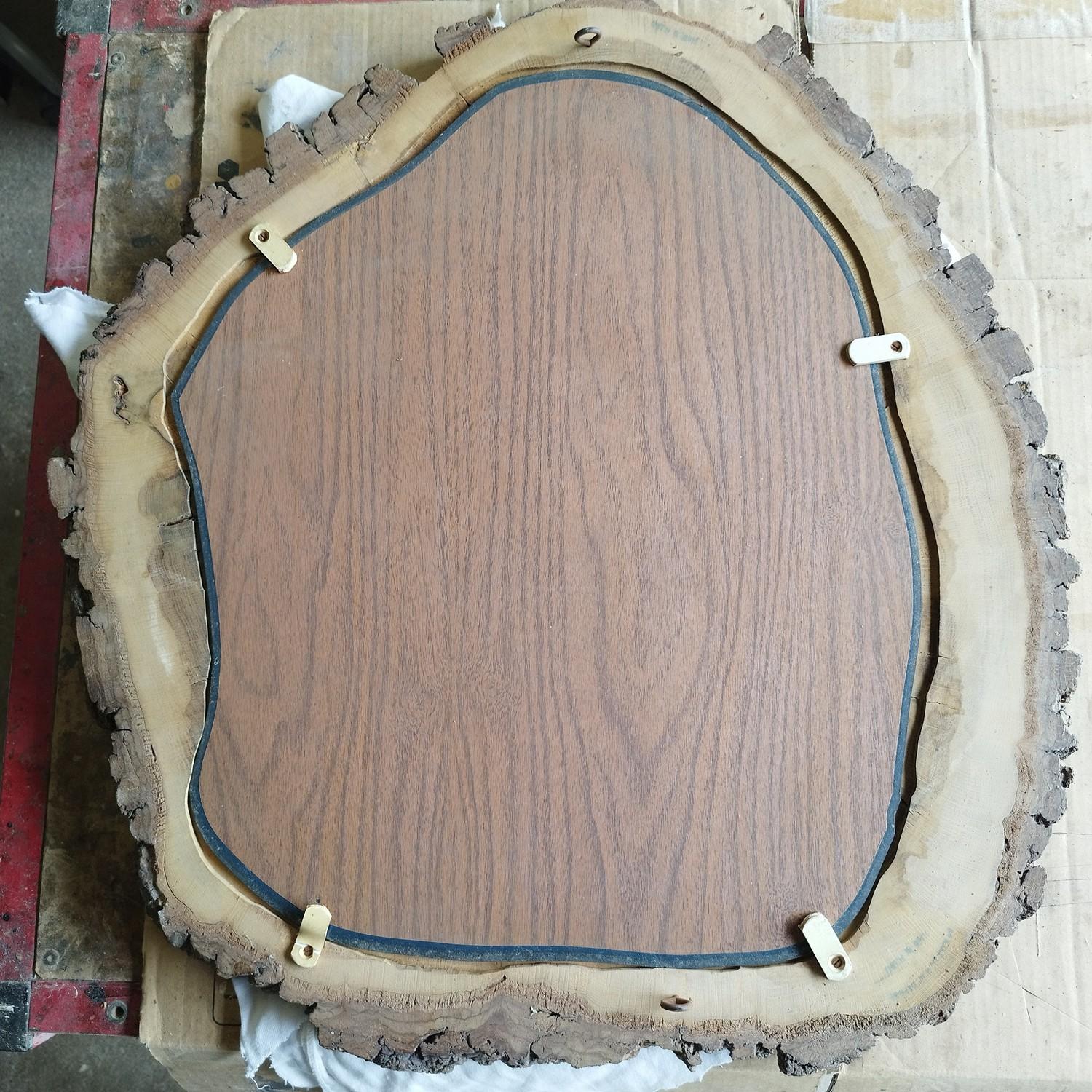 20th Century brutalist wood mirror, 1970's For Sale