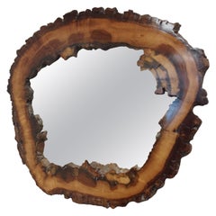 brutalist wood mirror, 1970's
