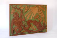 Brutalistische Holz-Wandskulptur von Giampiero Volpe Prignano, Aka „YURI“, 1970er Jahre