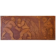 Brutalist Wood Wall Sculpture by Giampiero Volpe Prignano, Aka 
YURI
, 1970s