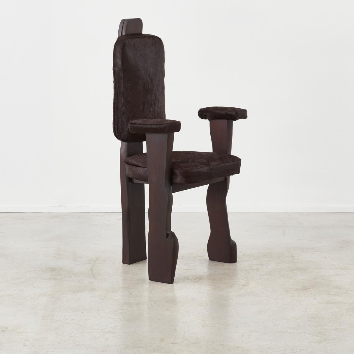 Brutalist wooden bench & chairs dining set - France, 1970s 12