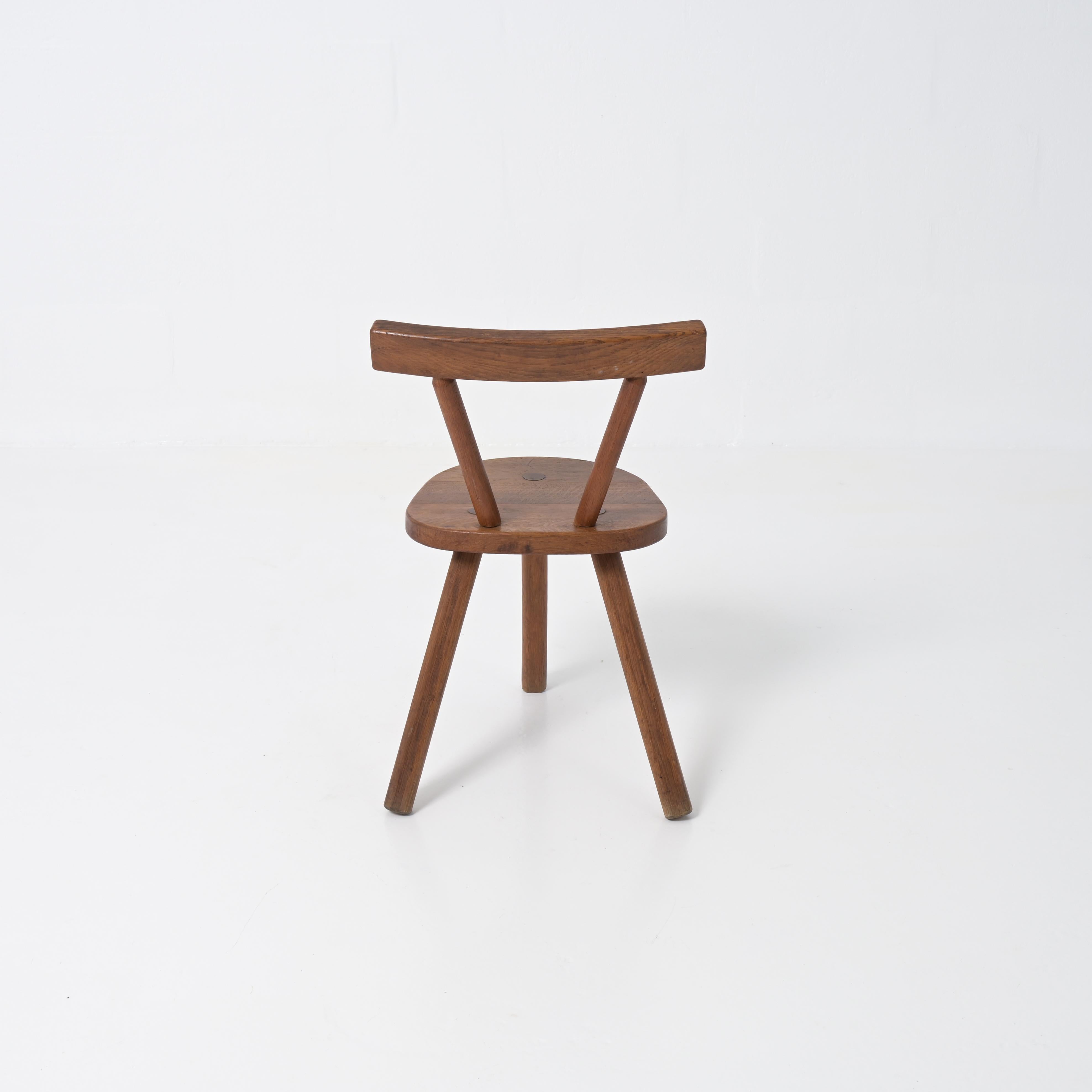 Late 20th Century Brutalist wooden chair in the style of Jean Touret