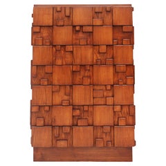 Brutalist Wooden Chest of Drawers, Italy