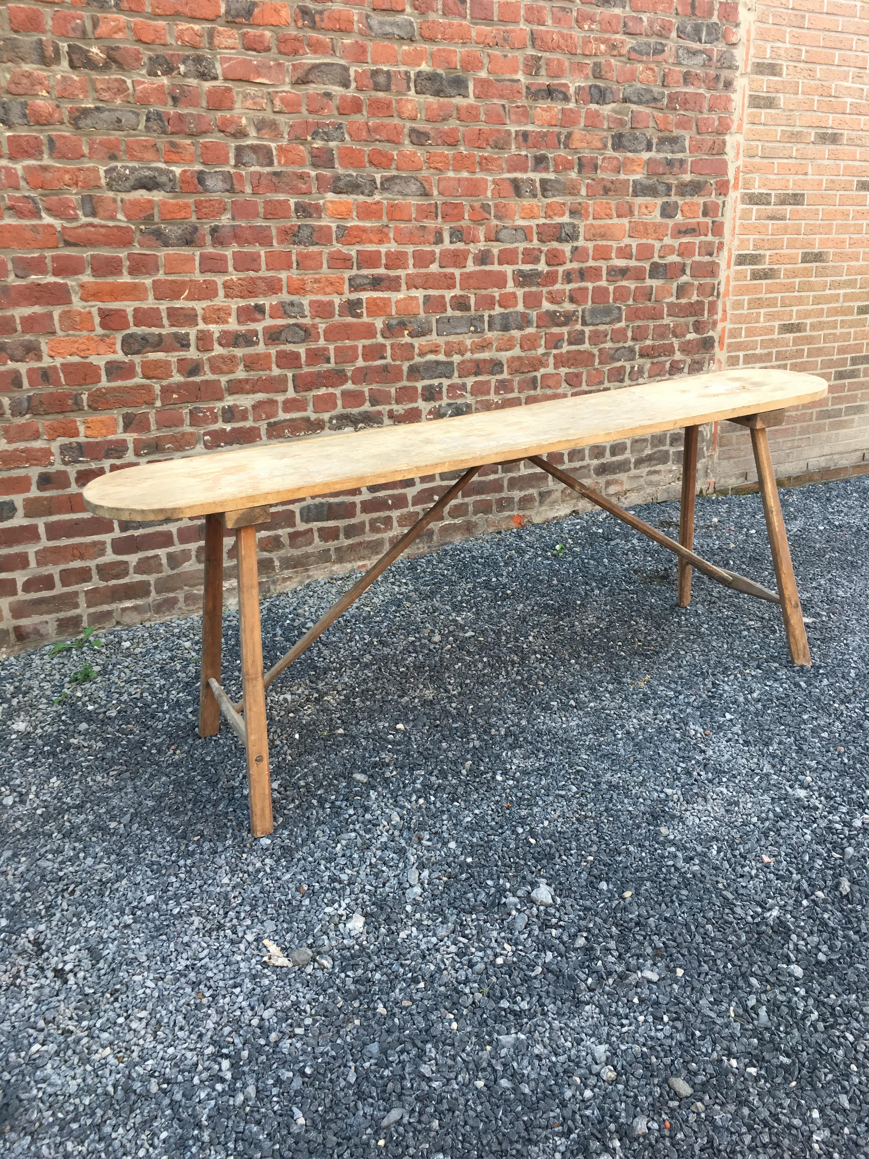 Brutalist Wooden Console Table, circa 1930 In Good Condition In Saint-Ouen, FR
