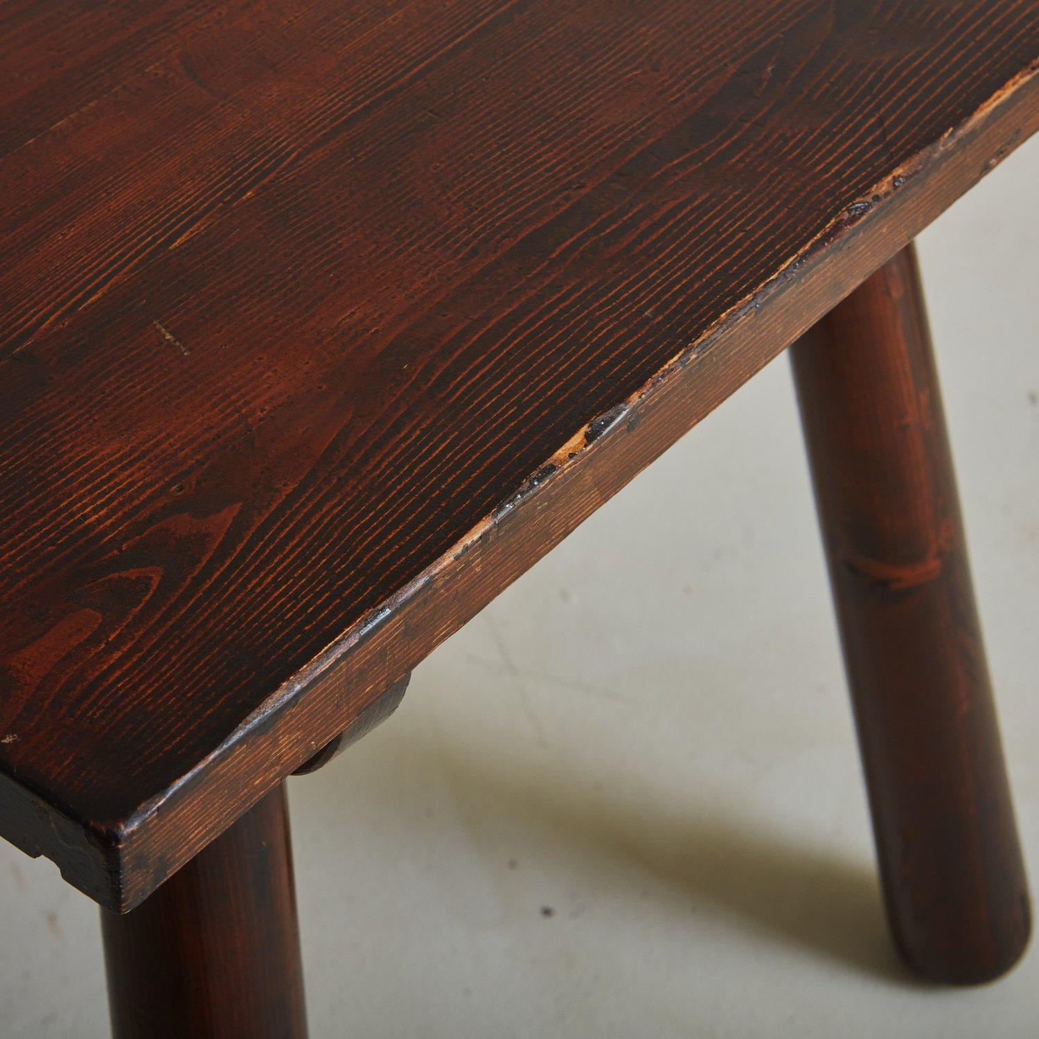 Brutalist Wooden Dining Table Attributed to Georges Robert, France, 1960s 4