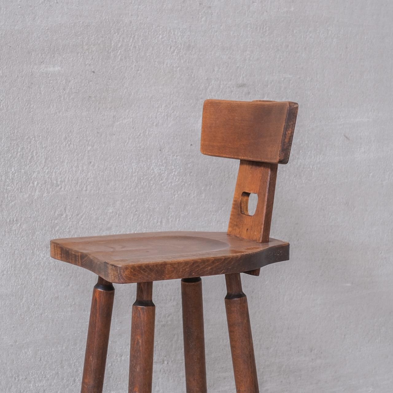 Brutalist Wooden Dutch Midcentury Bar Stools '20 Available' 6