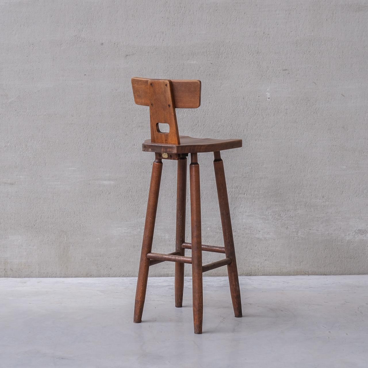Brutalist Wooden Dutch Midcentury Bar Stools '20 Available' In Good Condition In London, GB