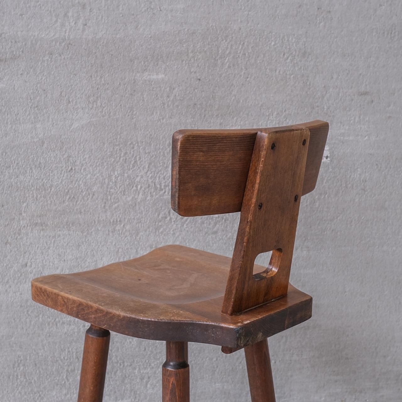 Brutalist Wooden Dutch Midcentury Bar Stools '20 Available' 2
