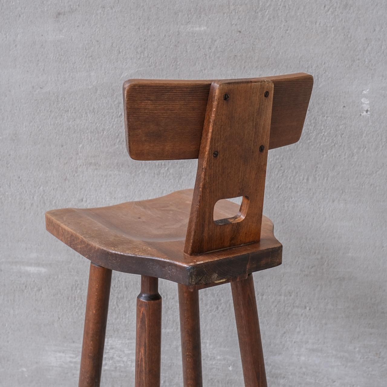 Brutalist Wooden Dutch Midcentury Bar Stools '20 Available' 4