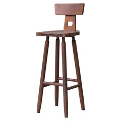 Brutalist Wooden Dutch Midcentury Bar Stools '20 Available'