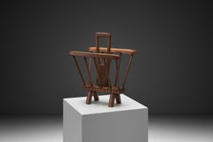 Brutalist Wooden Magazine Rack, Europe Mid-20th Century