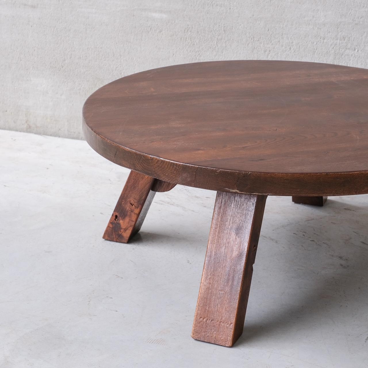 Brutalist Wooden Mid-Century Dutch Coffee Table In Good Condition In London, GB
