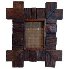 Brutalist wooden picture frame. French work. Circa 1950