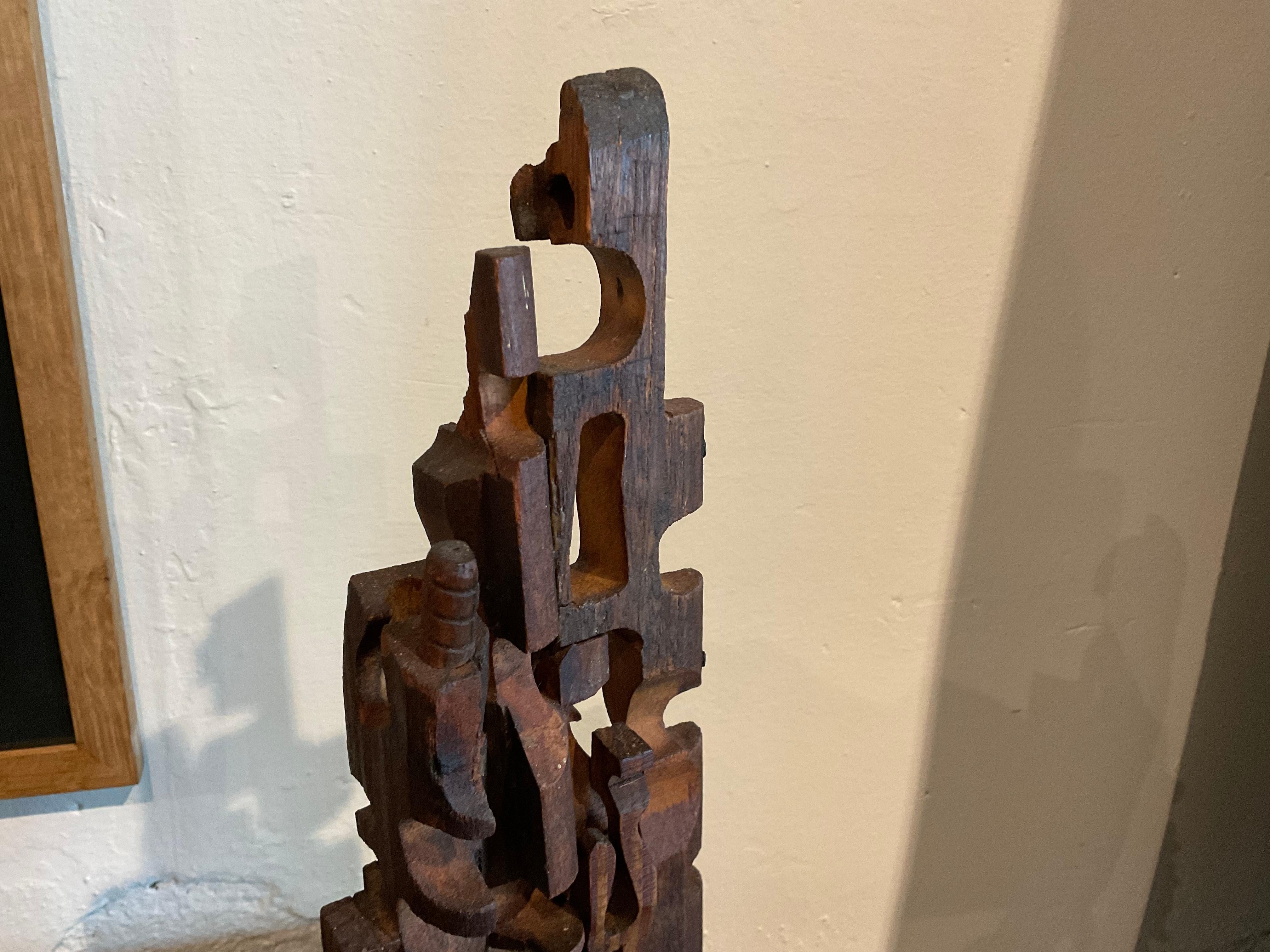 Brutalist Wooden Sculpture In Fair Condition For Sale In Memphis, TN