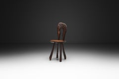 Brutalist Wooden Side Chair, Europe Mid-20th Century