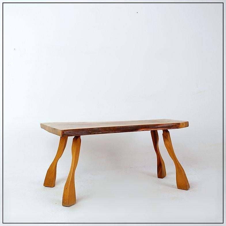 Brutalist Wooden Side Table For Sale 8