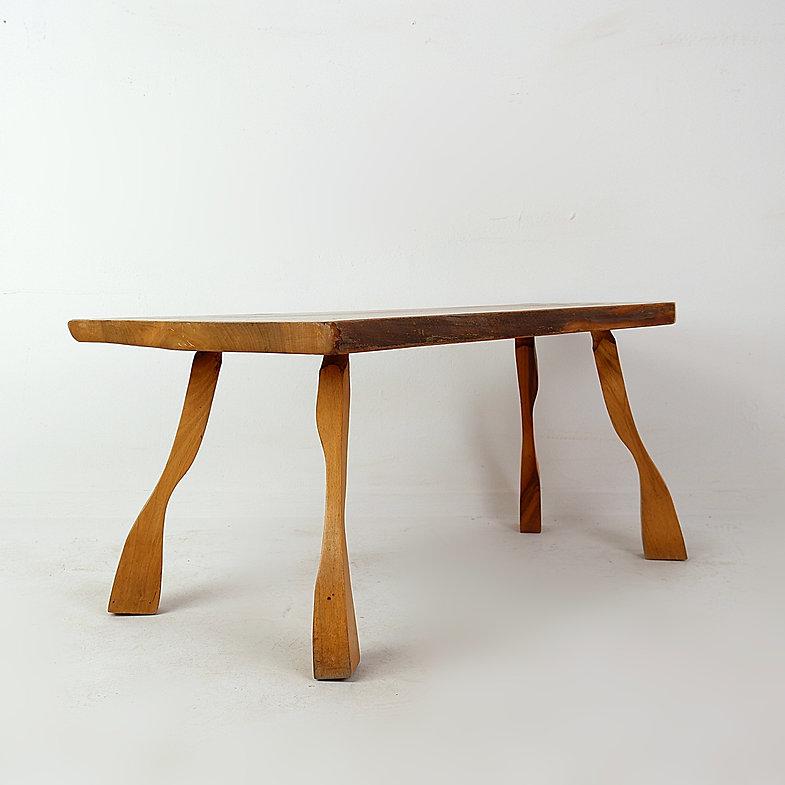 Brutalist Wooden Side Table For Sale 5