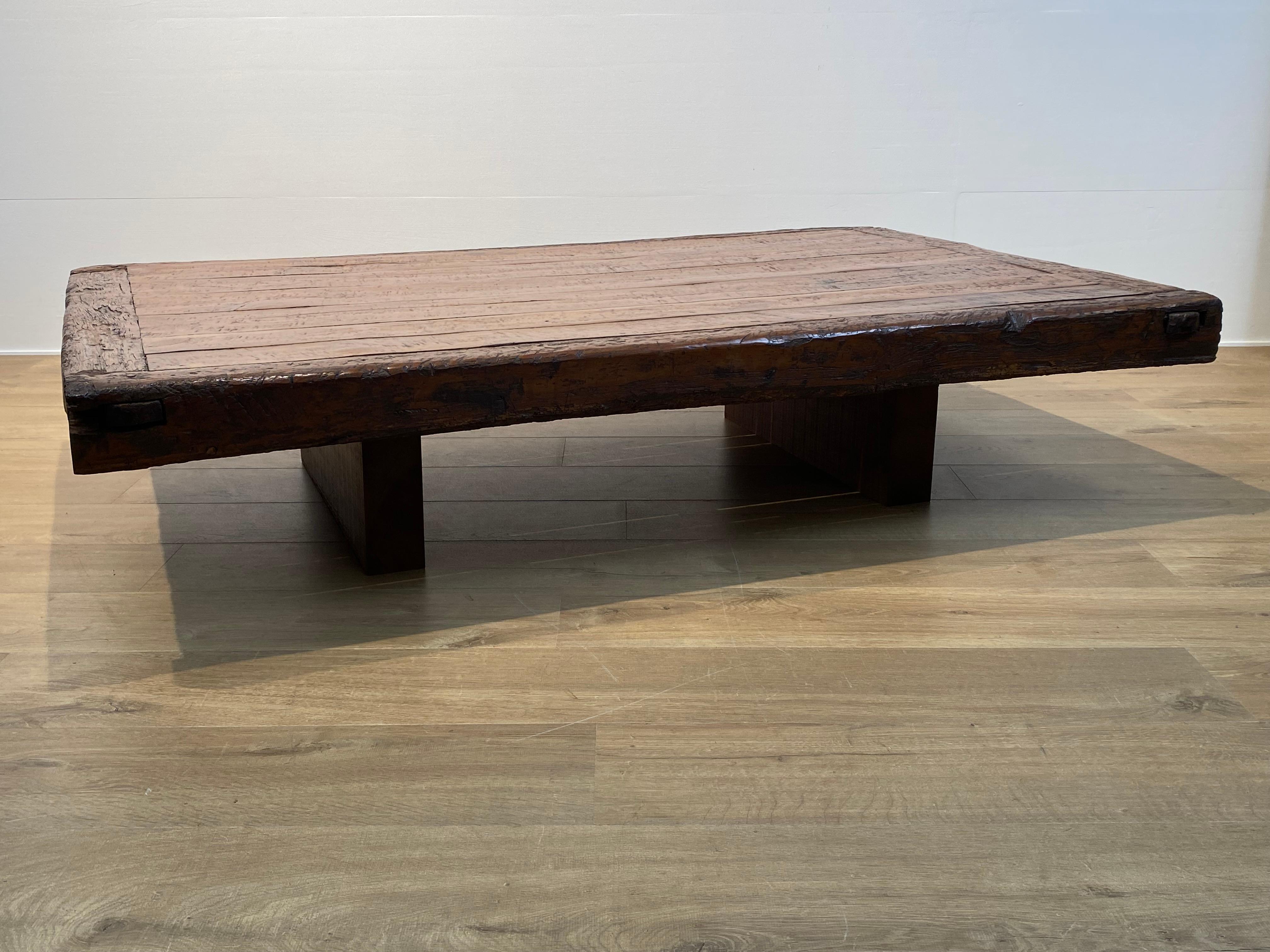 Brutalist Wooden Sofa Table For Sale 4