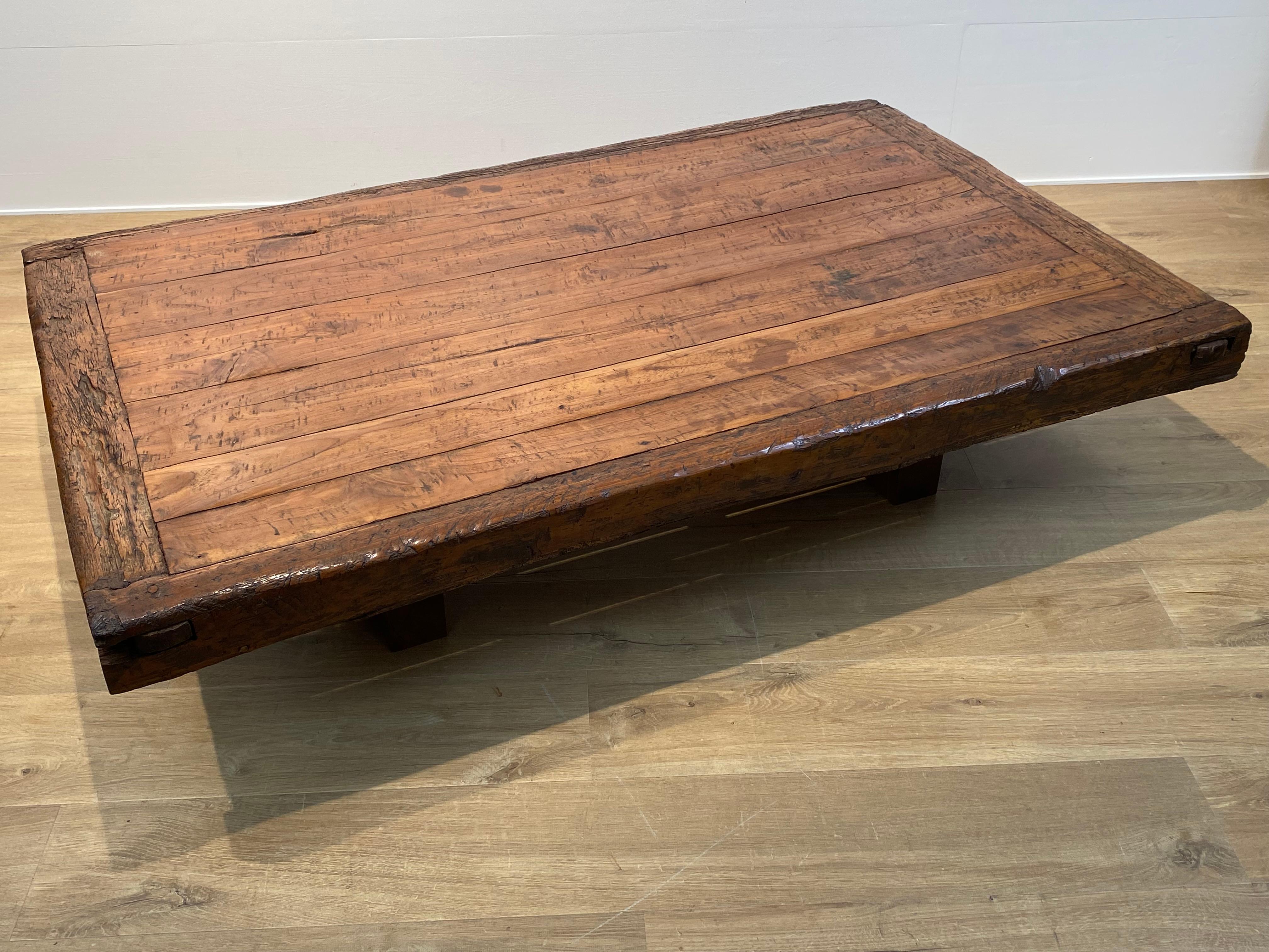 Brutalist Wooden Sofa Table For Sale 5