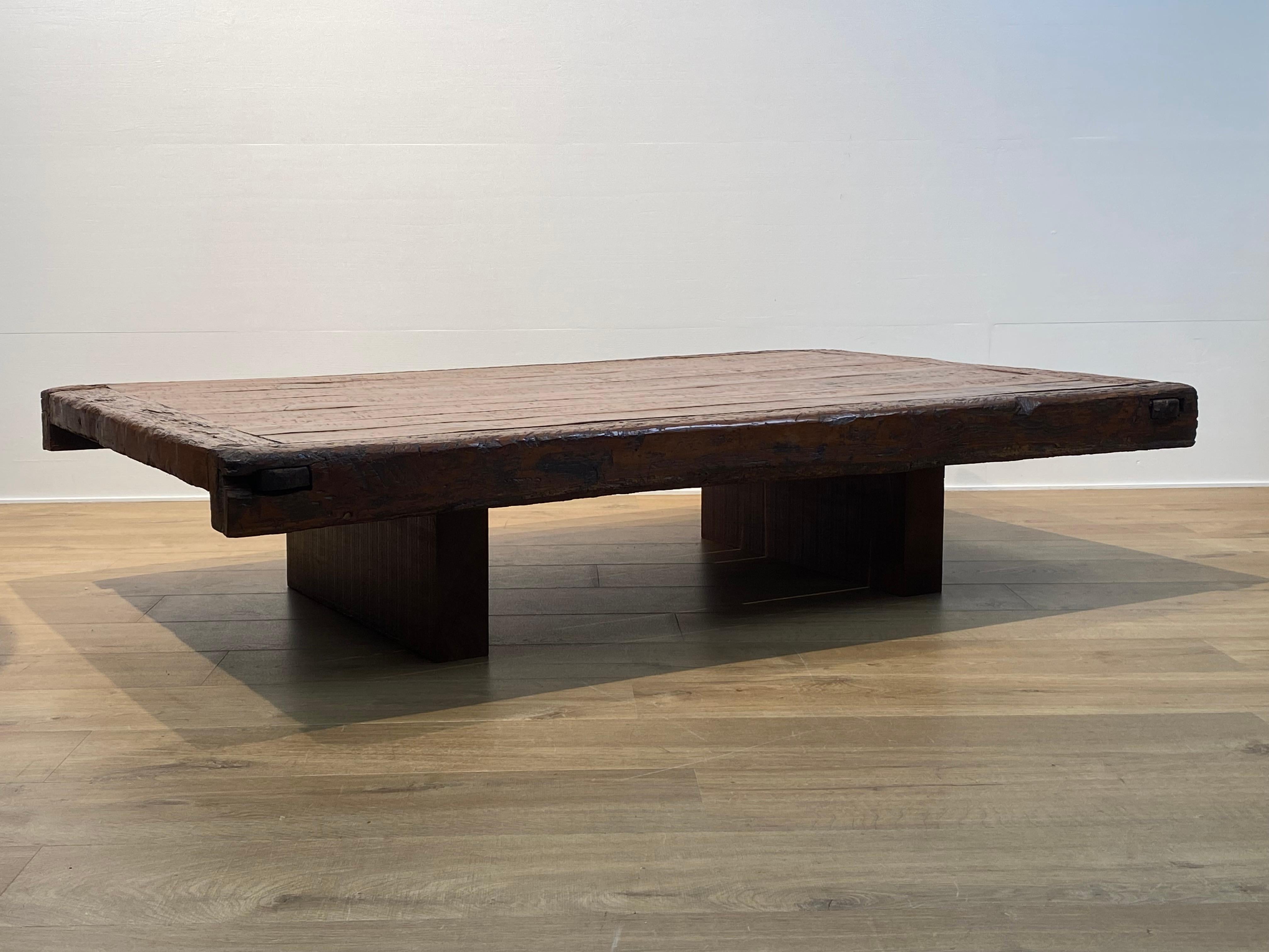 Brutalist Wooden Sofa Table For Sale 6